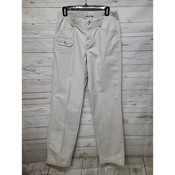 Columbia Womens size 6 Long Chino Outdoor Pants‎ Hiking Mid Rise Khaki Straight - Picture 1 of 9